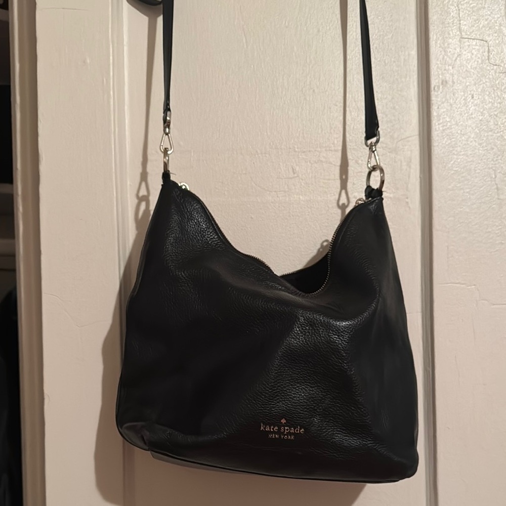 Kate Spade Black Hobo Bag with Metallic Accents